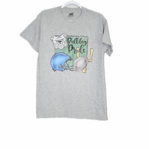 Gildan Men Gray Graphic TShirt Bulldog Pride Heather Crewneck Short Sleeves Sz M